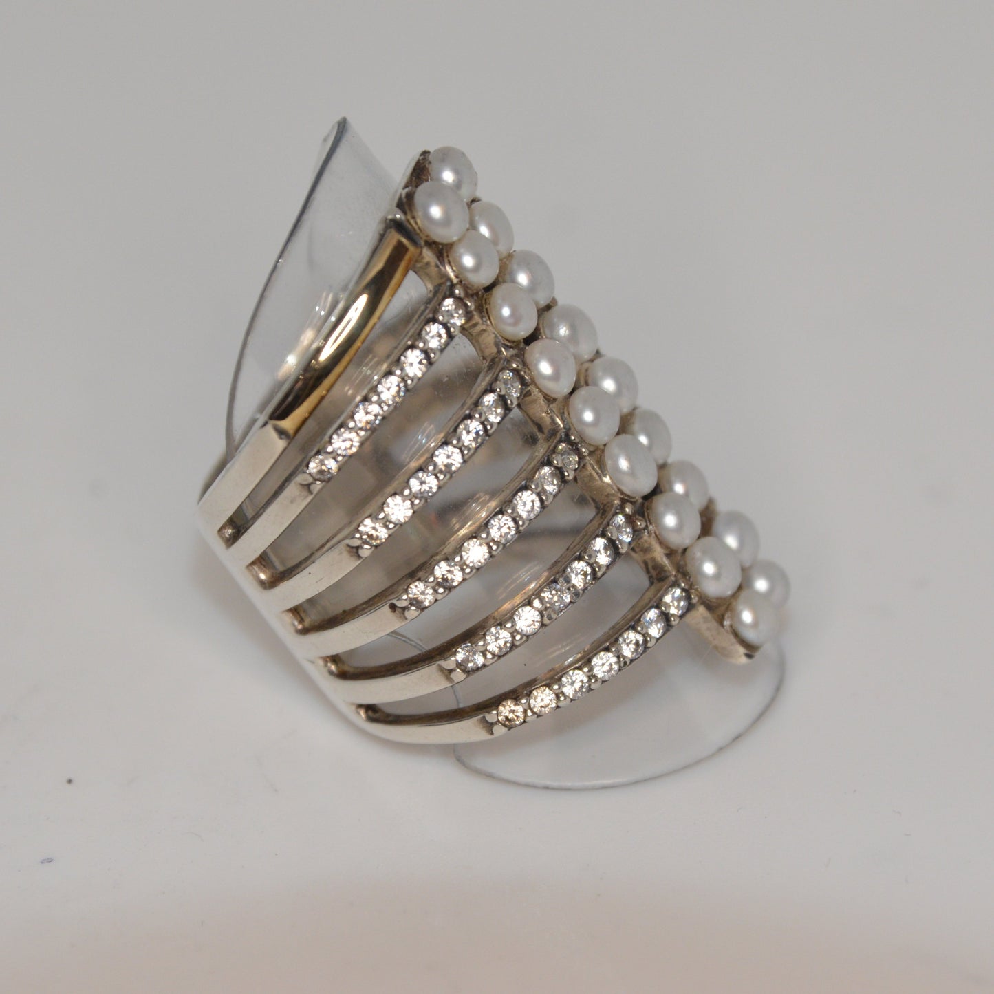 Pearl Column Cocktail Ring Gold-Silver