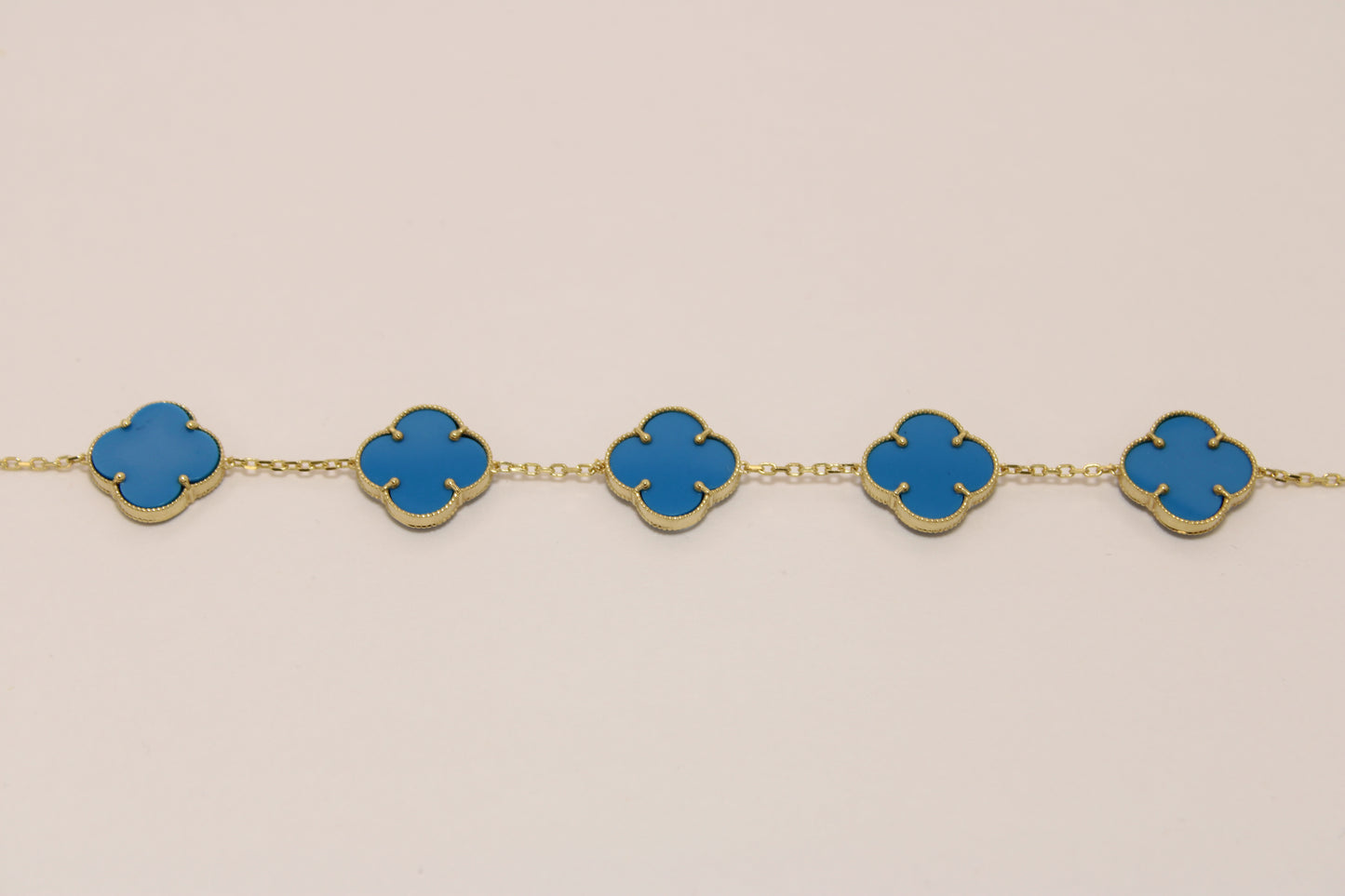 14K Italian Gold Clover Bracelet with Black Stones – Luck, Style, and Timeless Elegance