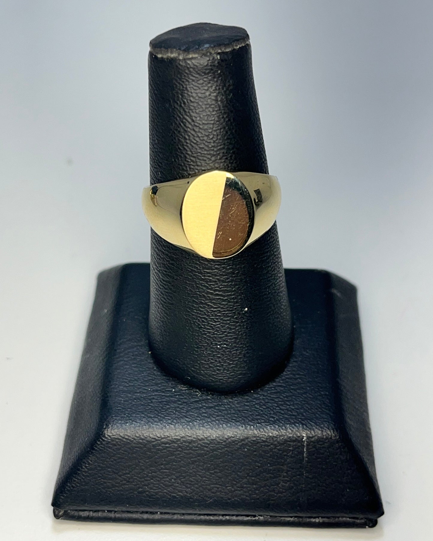 Half Matte Signet Men's Ring 14K Gold
