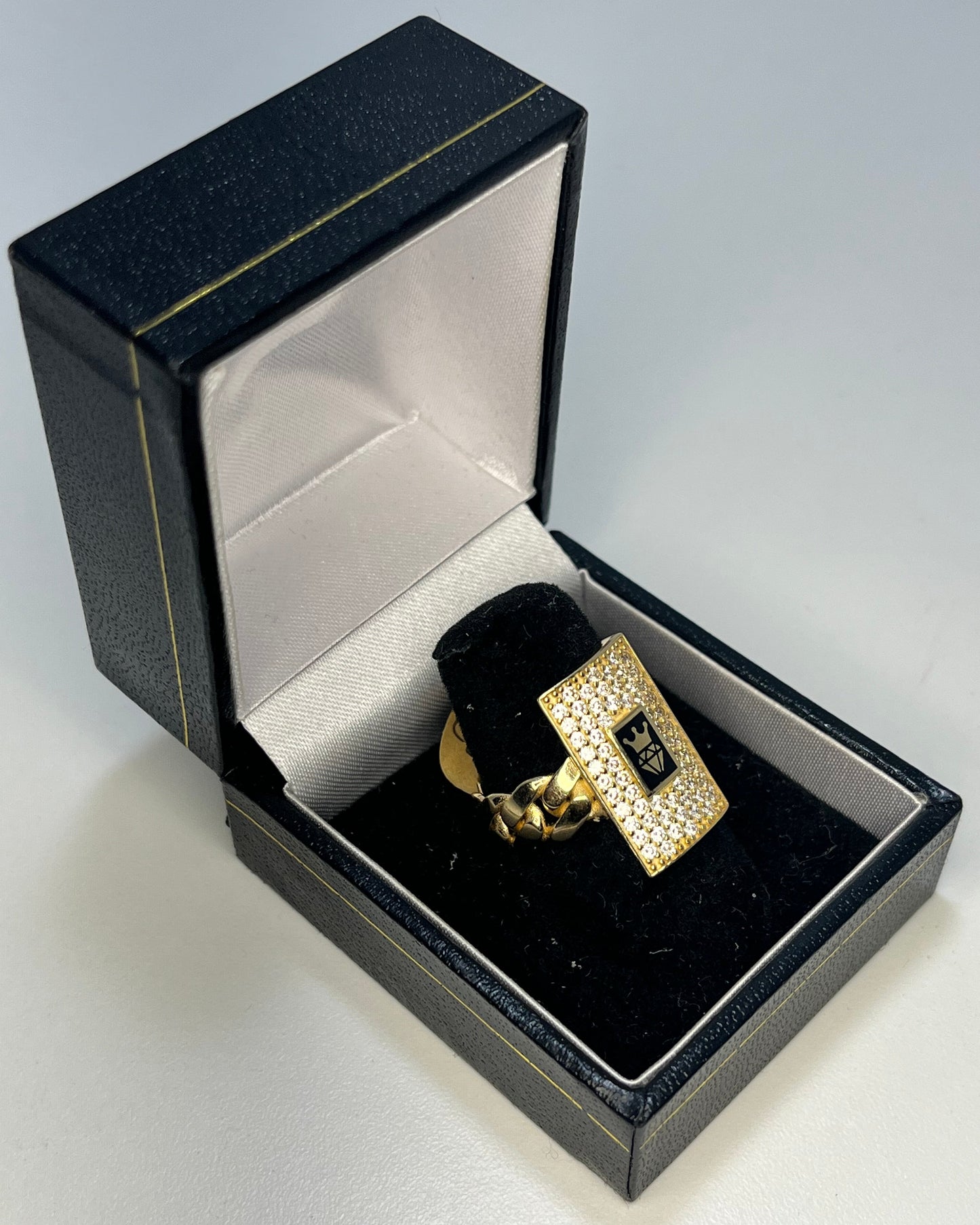 Diamond-Cut Square Cuban Link Ring 14K Gold