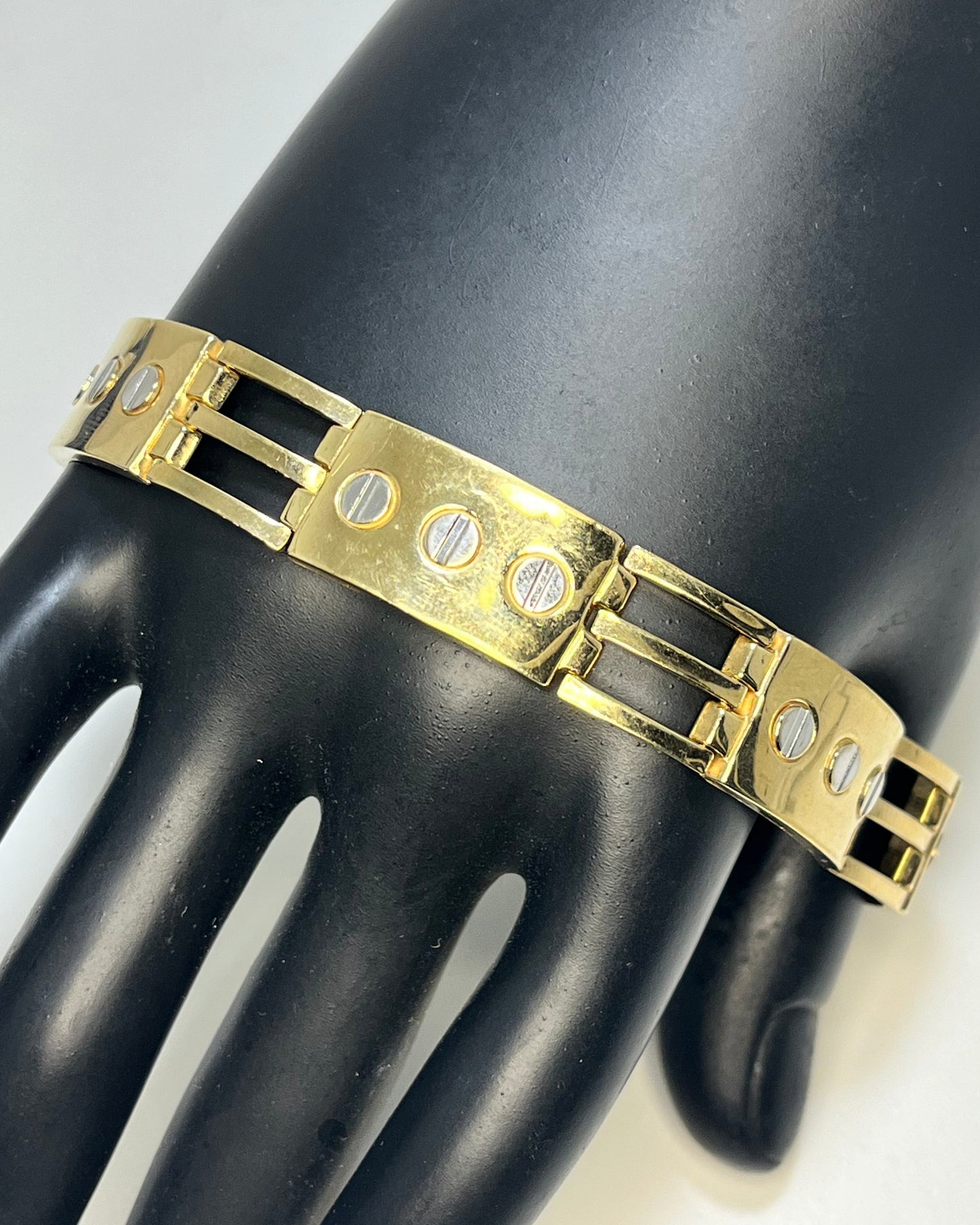 Two-Tone Square Studs Bracelet 10K Gold