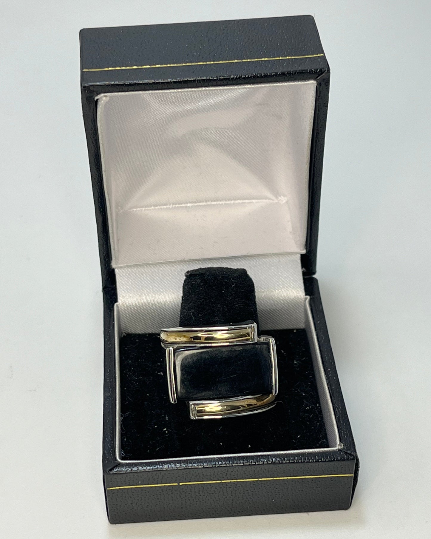 Black Square Cocktail Ring Gold-Silver