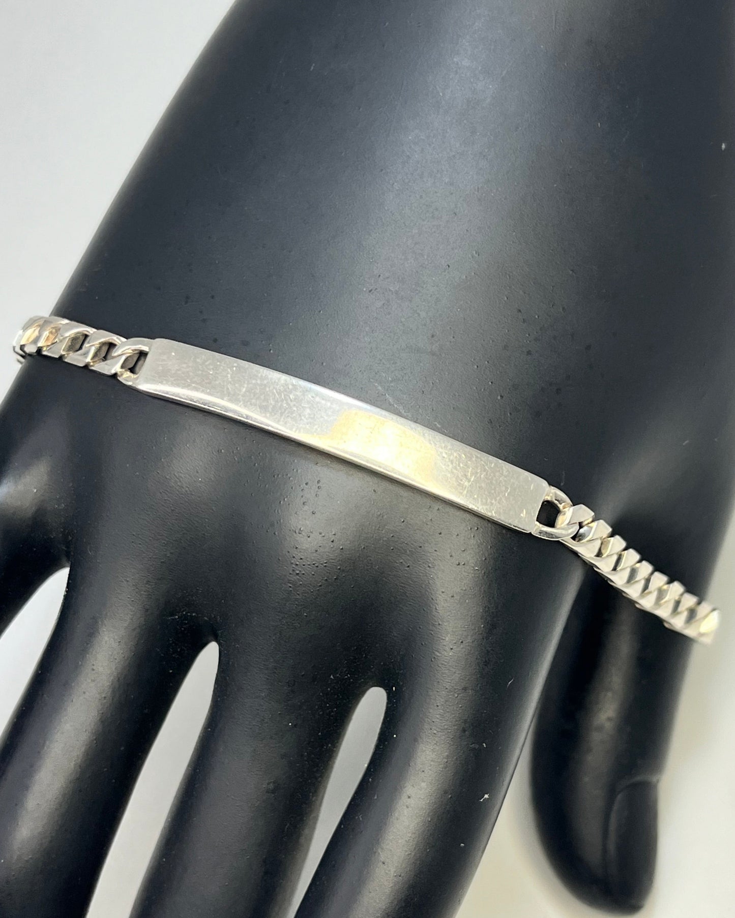 Square Cuban Link Plate Bracelet Silver 925