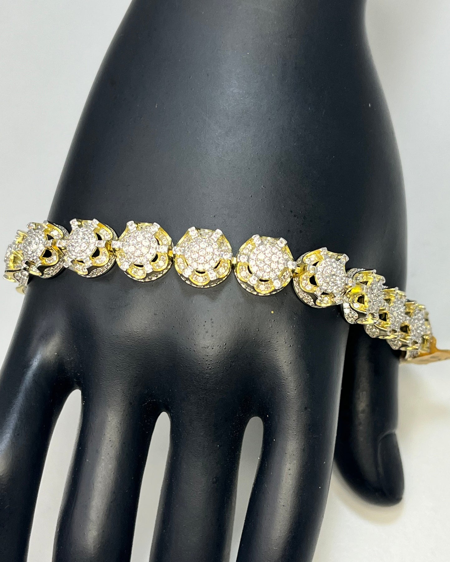 Circular Ice Tennis Bracelet Gold-Plated Silver 925