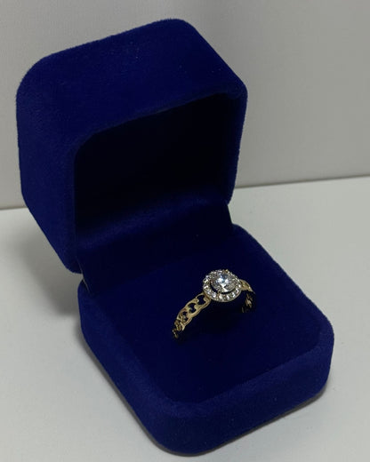 Circon Halo Anillo Cover Gold