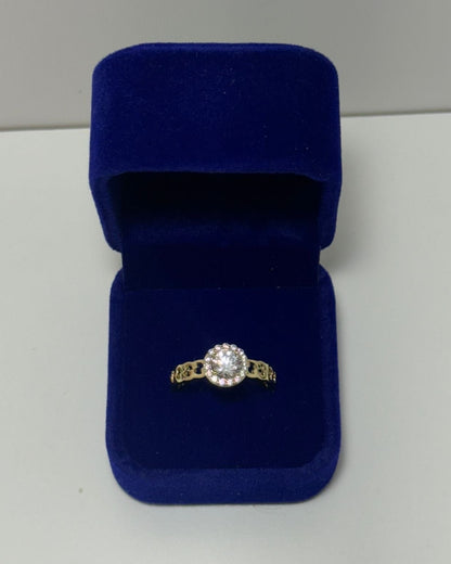 Circon Halo Anillo Cover Gold