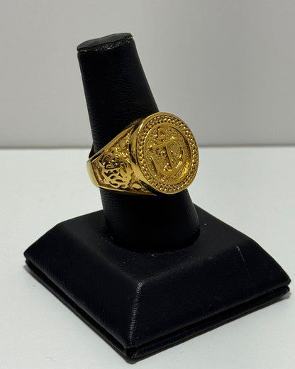 Medallón Ancla Anillo Acero Amarillo