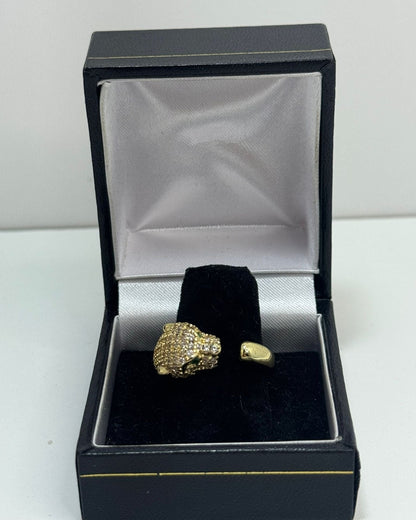 Tiger Eye Green Stone Ring Gold Plated