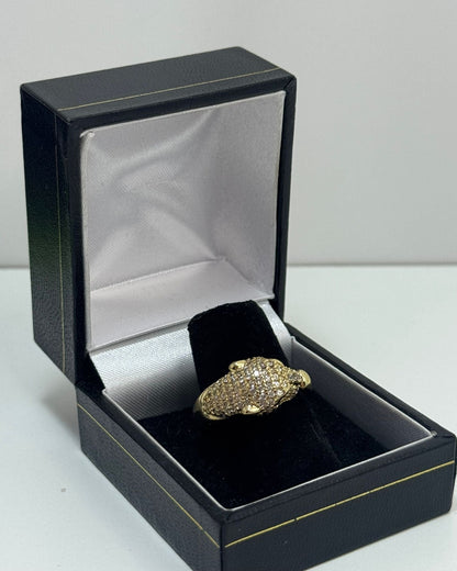 Tiger Eye Green Stone Ring Gold Plated