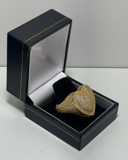 Puffy Heart Ring with Zirconia Gold Plated