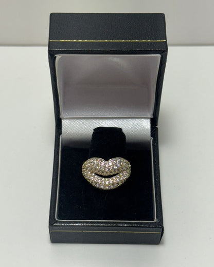 Lips Ring with Zirconia Gold Plated