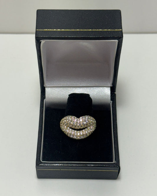Lips Ring with Zirconia Gold Plated