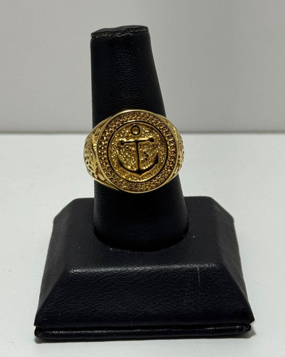 Medallón Ancla Anillo Acero Amarillo