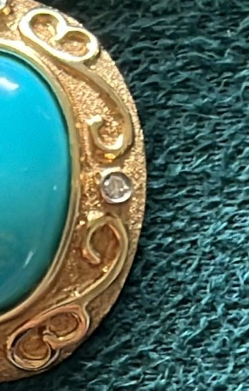 Colgante Turquesa y Diamantes Naturales Oro 14K