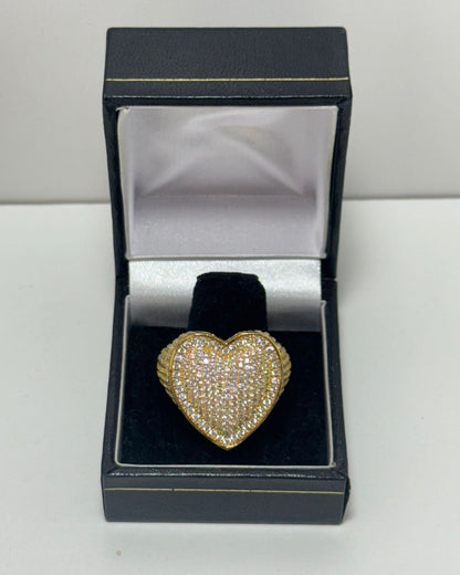 Puffy Heart Ring with Zirconia Gold Plated