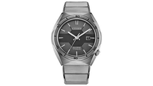 Men's Armor Eco-Drive Silver-Tone Titanium Bracelet Watch 41mm
