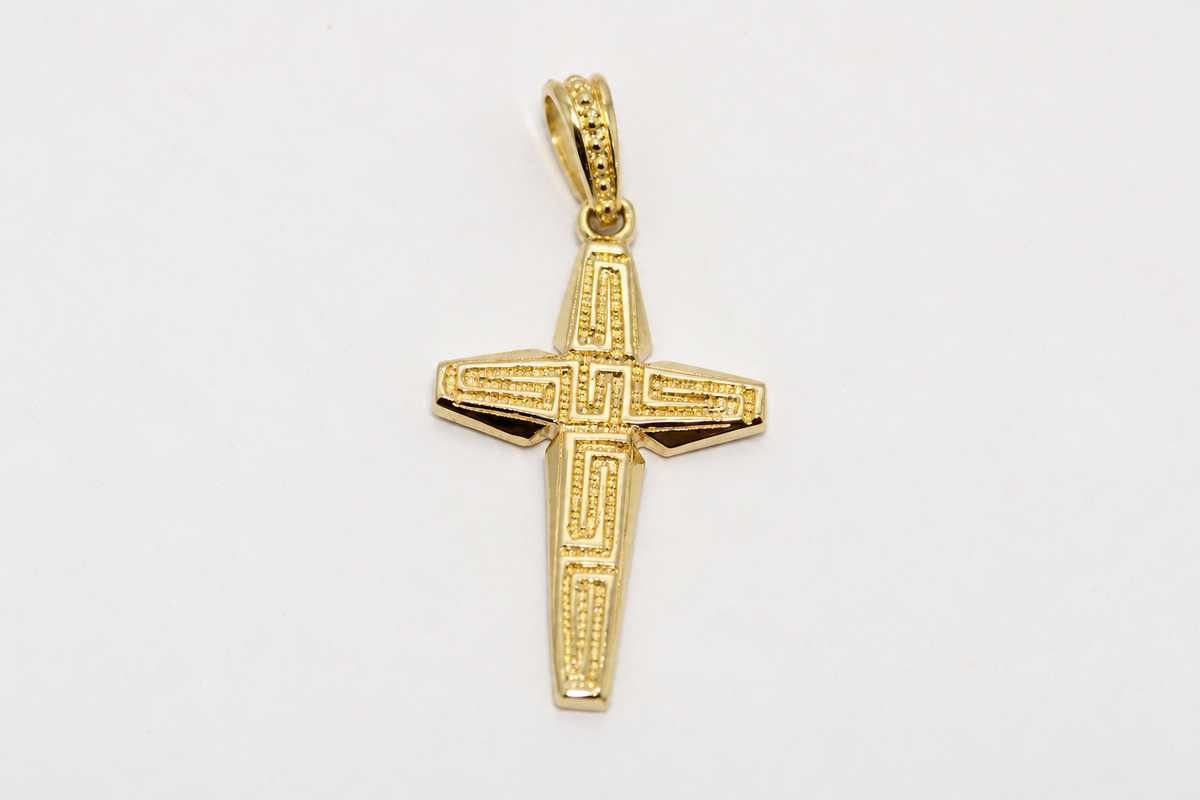 14K Gold Greek Key Cross Pendant – Jewelry Your Style