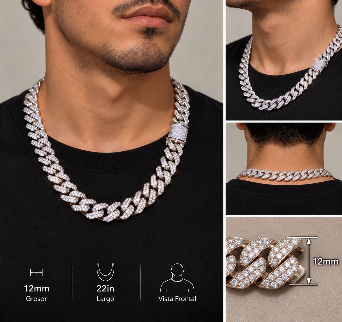 925 Sterling Silver Moissanite 26.03ct  Cuban Link Chain – 12mm, 22"