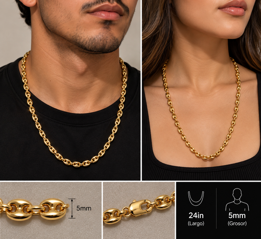 18K Gold Puff Gucci Link Chain – 5mm, 24"