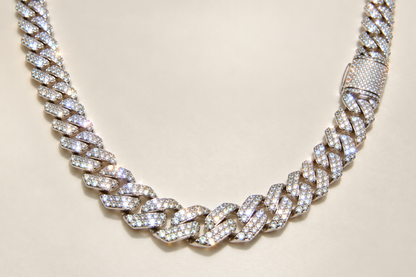 925 Sterling Silver Moissanite 26.03ct  Cuban Link Chain – 12mm, 22"