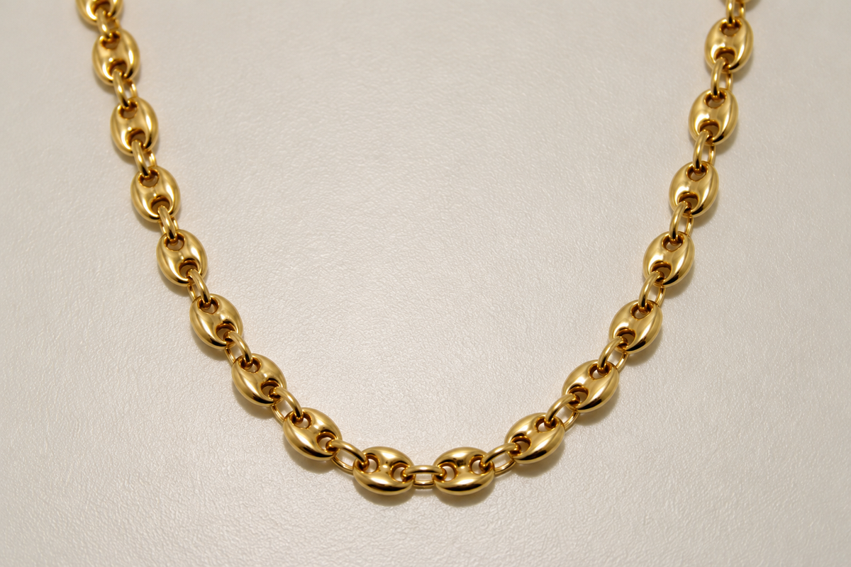 18K Gold Puff Gucci Link Chain – 5mm, 24"