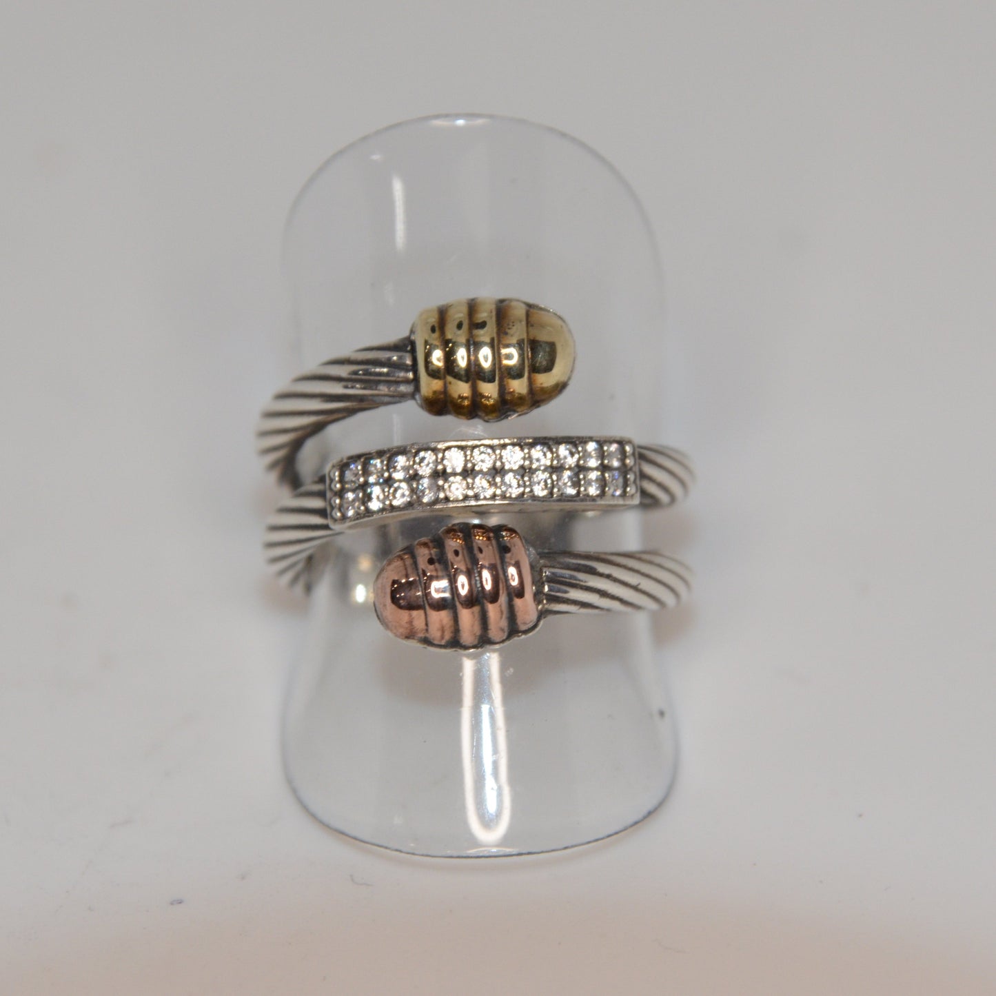 Cable Centro Adiamantado Anillo Oro-Plata (English: Diamond-Studded Cable Ring Gold-Silver)