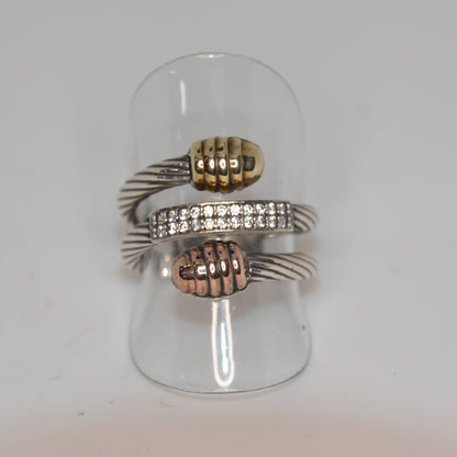 Cable Centro Adiamantado Anillo Oro-Plata (English: Diamond-Studded Cable Ring Gold-Silver)