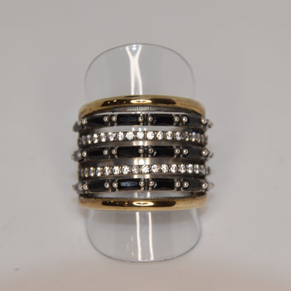 Black and White Cocktail Ring Gold-Silver