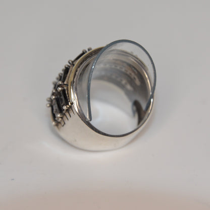 Black and White Cocktail Ring Gold-Silver