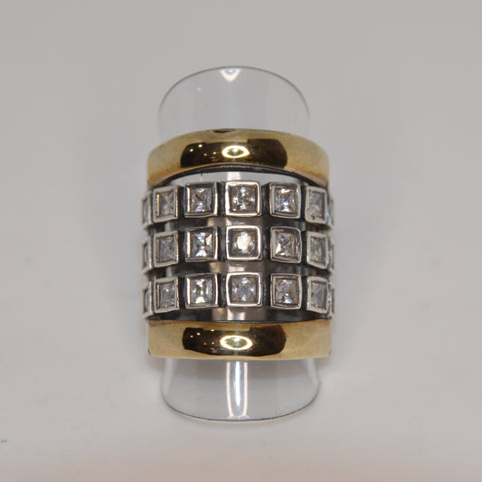Striped Cocktail Ring Gold-Silver