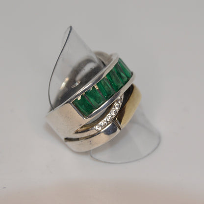 Green Circles Cocktail Ring Gold-Silver