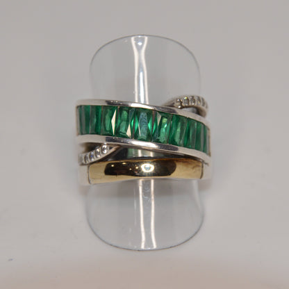 Green Circles Cocktail Ring Gold-Silver
