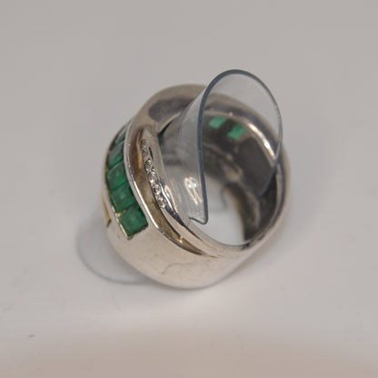 Green Circles Cocktail Ring Gold-Silver