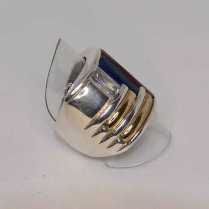 Three Stones Abstract Ring Gold-Silver