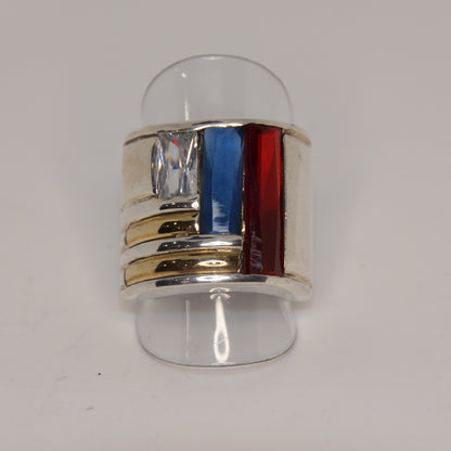 Three Stones Abstract Ring Gold-Silver