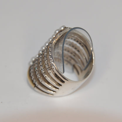 Pearl Column Cocktail Ring Gold-Silver