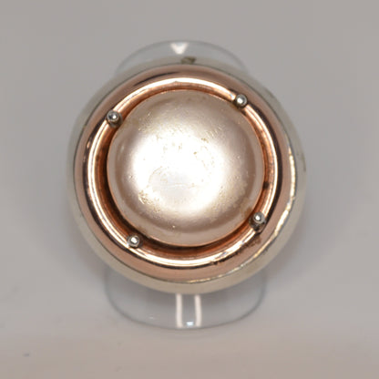 Flattened Pink Pearl Cocktail Ring Gold-Silver