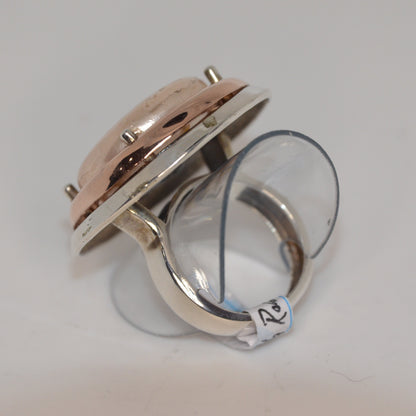 Flattened Pink Pearl Cocktail Ring Gold-Silver