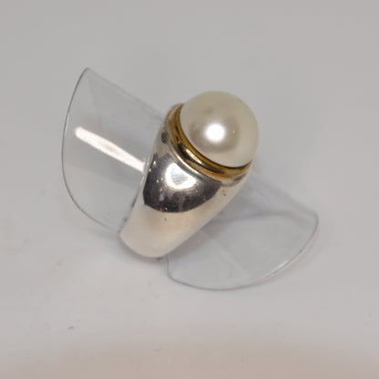 Pearl Embroidered Cocktail Ring Gold-Silver