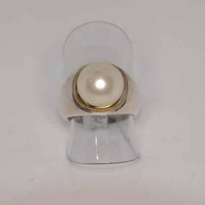 Pearl Embroidered Cocktail Ring Gold-Silver