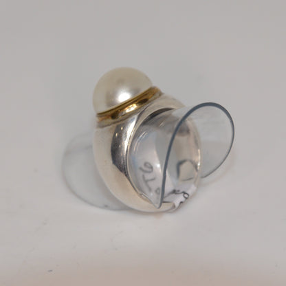 Pearl Embroidered Cocktail Ring Gold-Silver