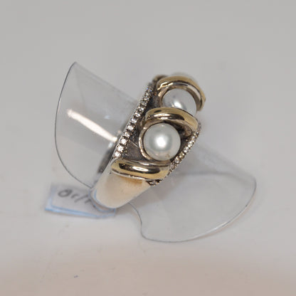 Triple Pearl Cocktail Ring Gold-Silver