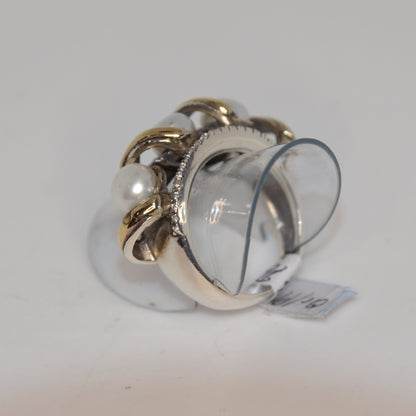 Triple Pearl Cocktail Ring Gold-Silver