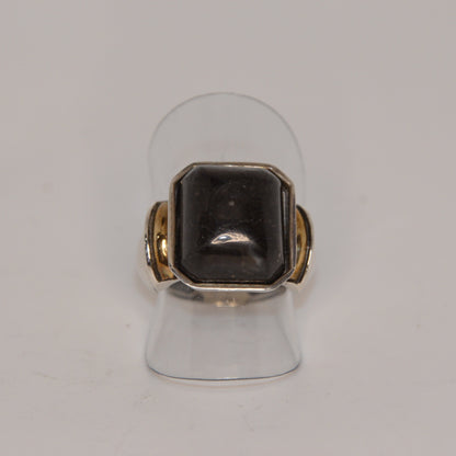 Dark Stone Setting Gold-Silver Fusion Ring