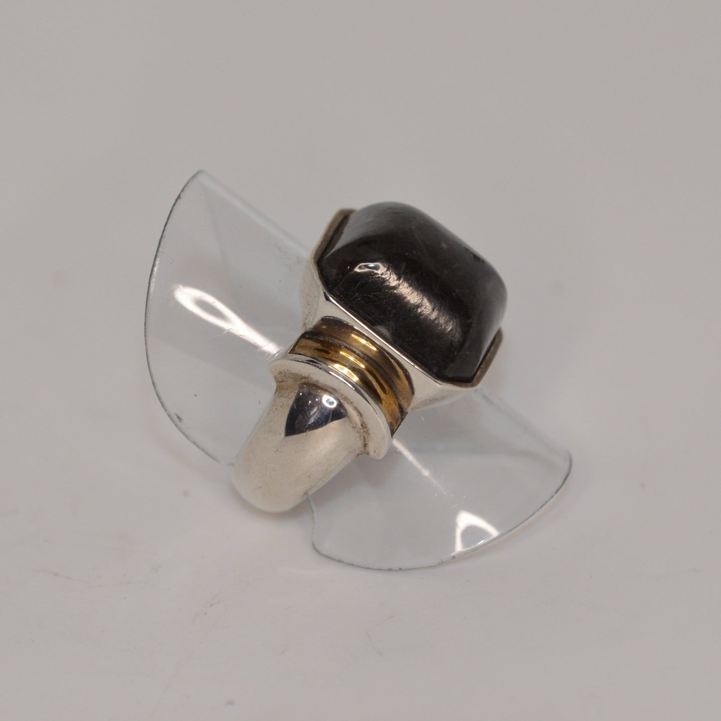 Dark Stone Setting Gold-Silver Fusion Ring