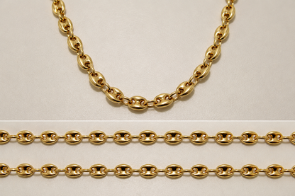 18K Gold Puff Gucci Link Chain – 5mm, 24"