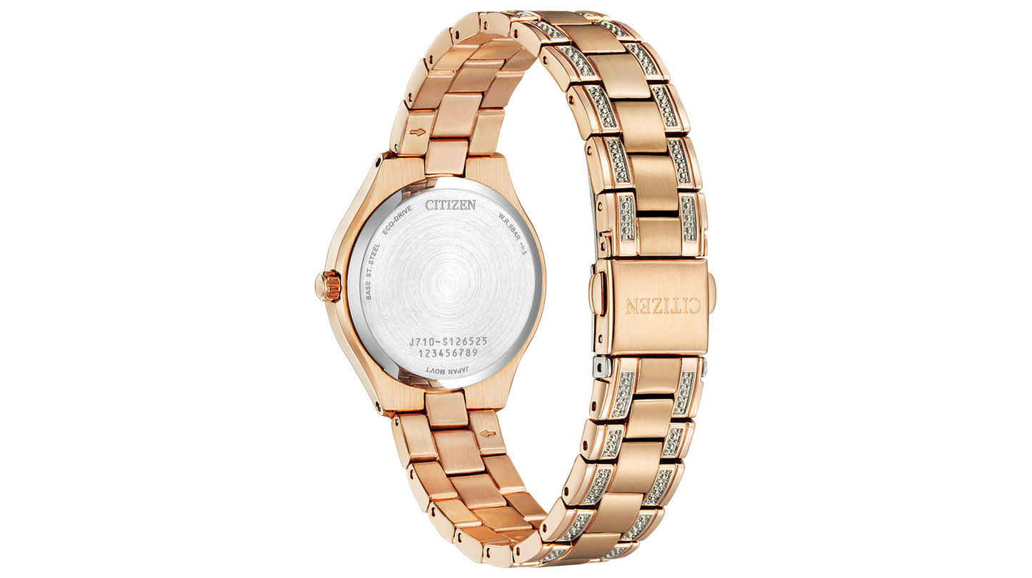 Eco-Drive Women's Silhouette Crystal Rose Gold-Tone Watch 30mm