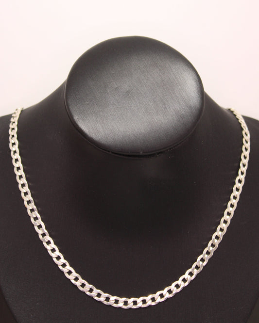 24" Cuban-Style Shiny Silver 925 Chain