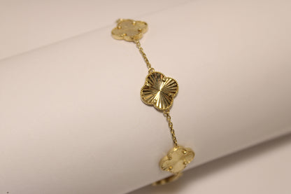 10K Italian Gold Bracelet with Clovers – Elegance and Luck in Every Detail