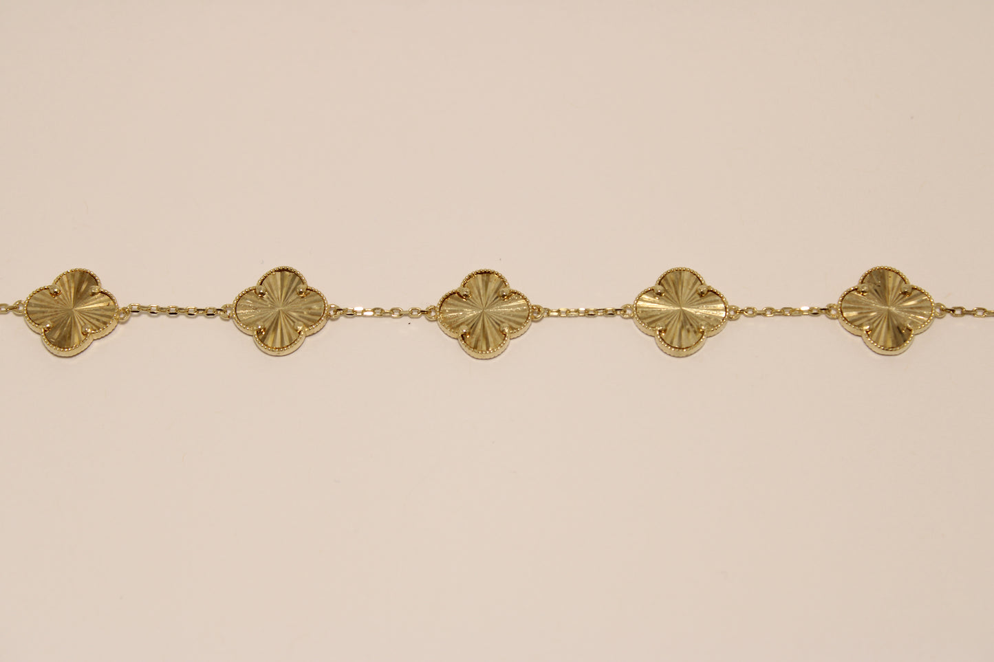 10K Italian Gold Bracelet with Clovers – Elegance and Luck in Every Detail